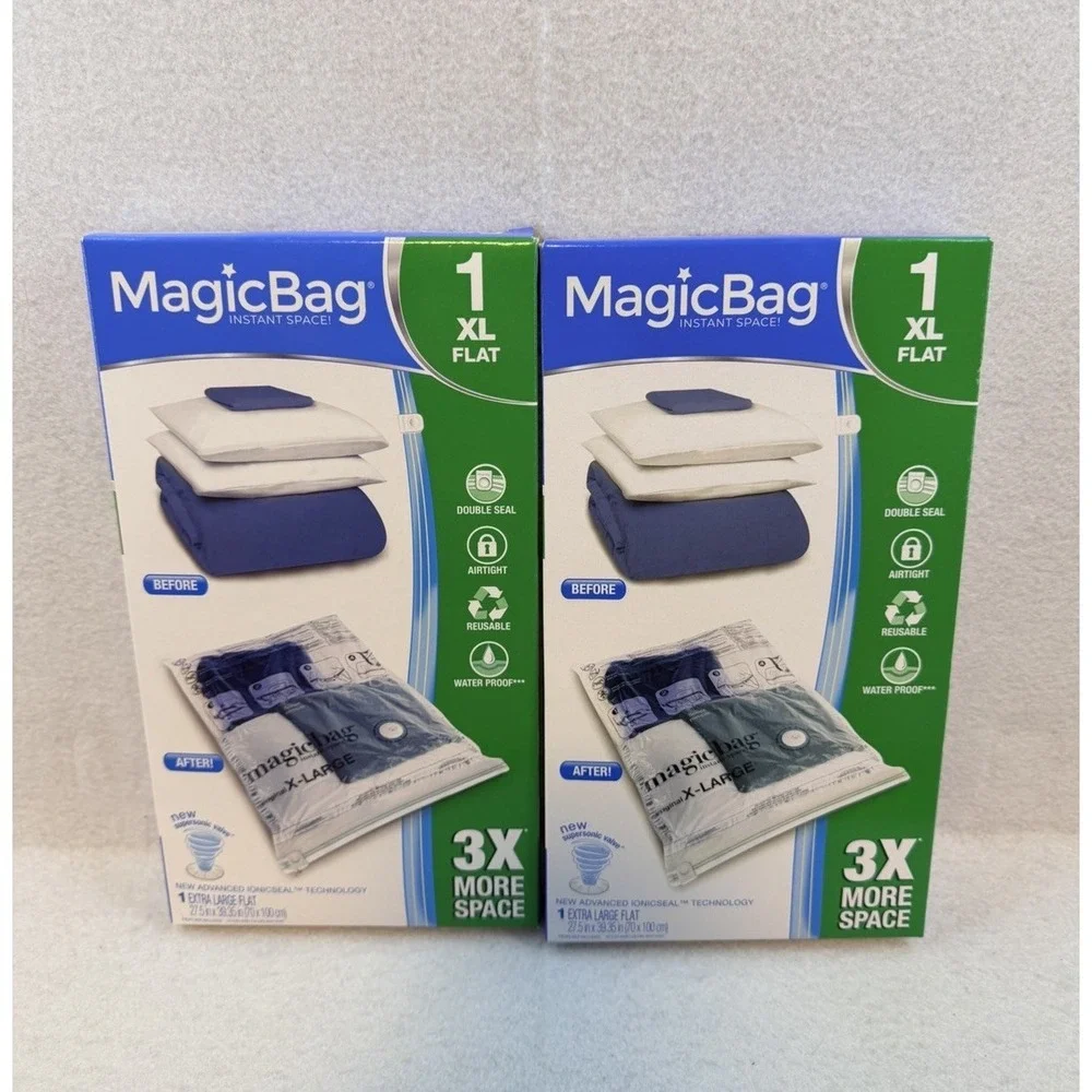 MagicBag 1 XL Flat Compression Storage Bags Clothes, NIB, Lot of 2, 2 Bags Total